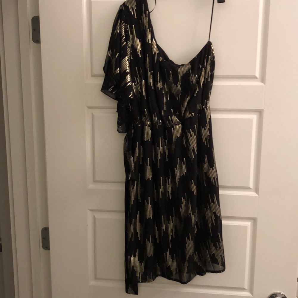 Black and Gold One Shoulder Dress